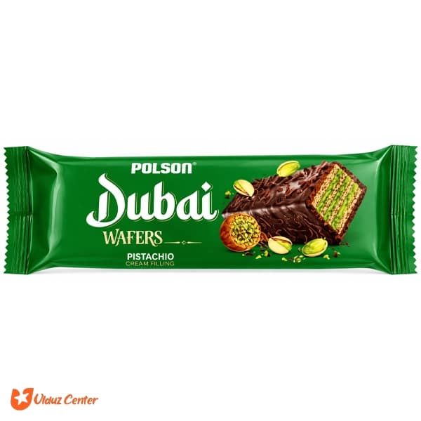 ویفر شکلاتی دبی با طعم پسته و باقلوا لارک Polson حجم 30 گرم — تصویر ۲