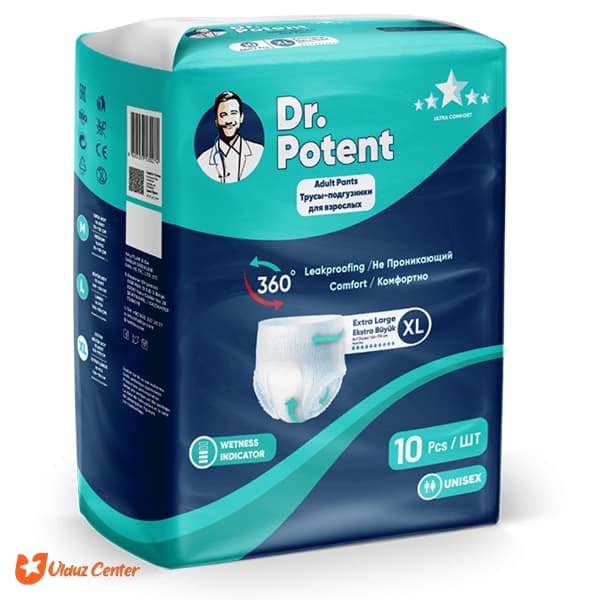 پوشک بزرگسال شورتی دکتر پوتنت سایز بزرگ XL بسته 10 عددی
