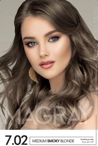 کیت رنگ موی MAGRAY رنگ بلوند دودی متوسط کد 7.02