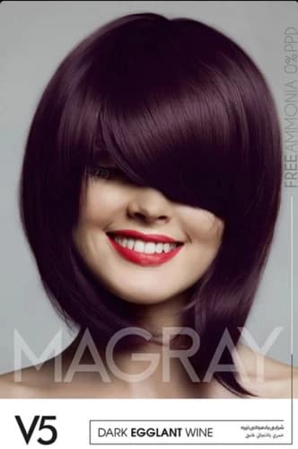 کیت رنگ موی MAGRAY رنگ شرابی بادمجانی تیره کد V5