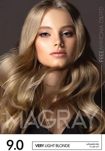 کیت رنگ موی MAGRAY رنگ بلوند خیلی روشن کد 9.0 — تصویر ۲