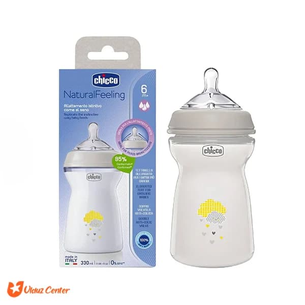 شیشه شیر کودک نچرال فیلینگ چیکو 6 ماهگی 330 میل