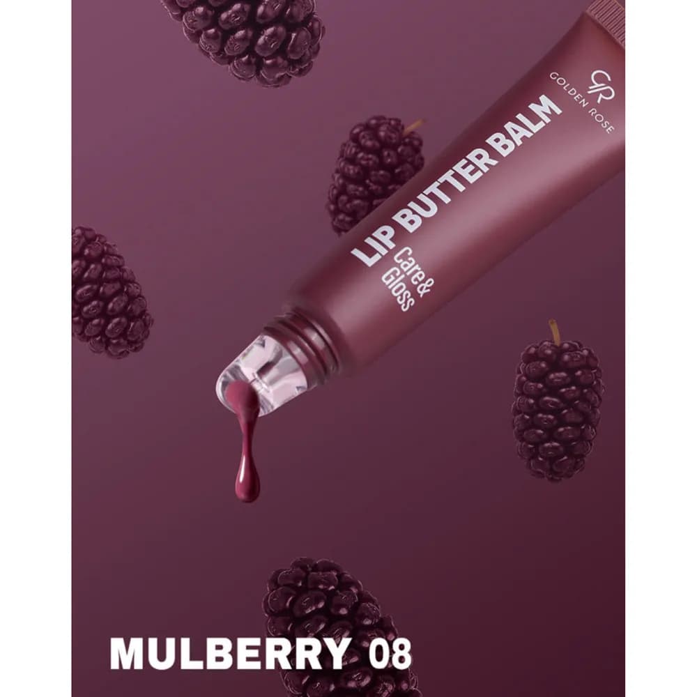بالم لب کره‌ای گلدن رز شماره 08 MULBERRY رنگ توت مشکی حجم 13.5 میلی‌لیتر — تصویر ۳