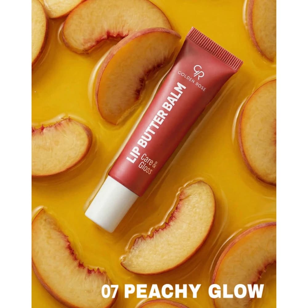 بالم لب کره‌ای گلدن رز شماره 07 PEACHY GLOW رنگ هلویی حجم 13.5 میلی‌لیتر — تصویر ۱۲
