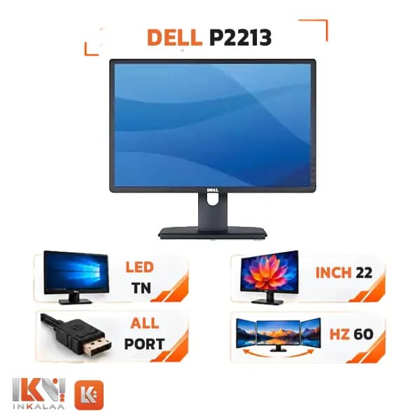 مانیتور 22 اینچ دل مدل P2213 LED Full HD استوک — تصویر ۶
