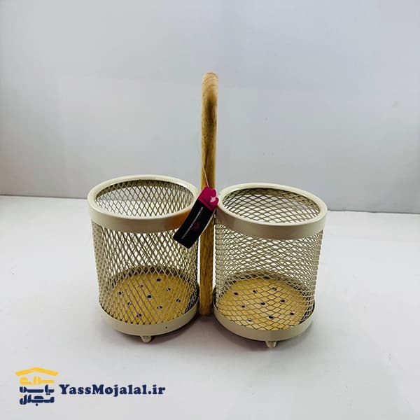 جاقاشقی دو قلو مدل توری رنگ کرم دسته چوبی
