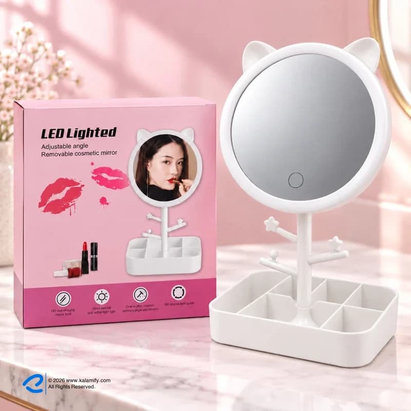 آینه آرایشی رینگ لایت دار مدل 404059استنددار — تصویر ۷
