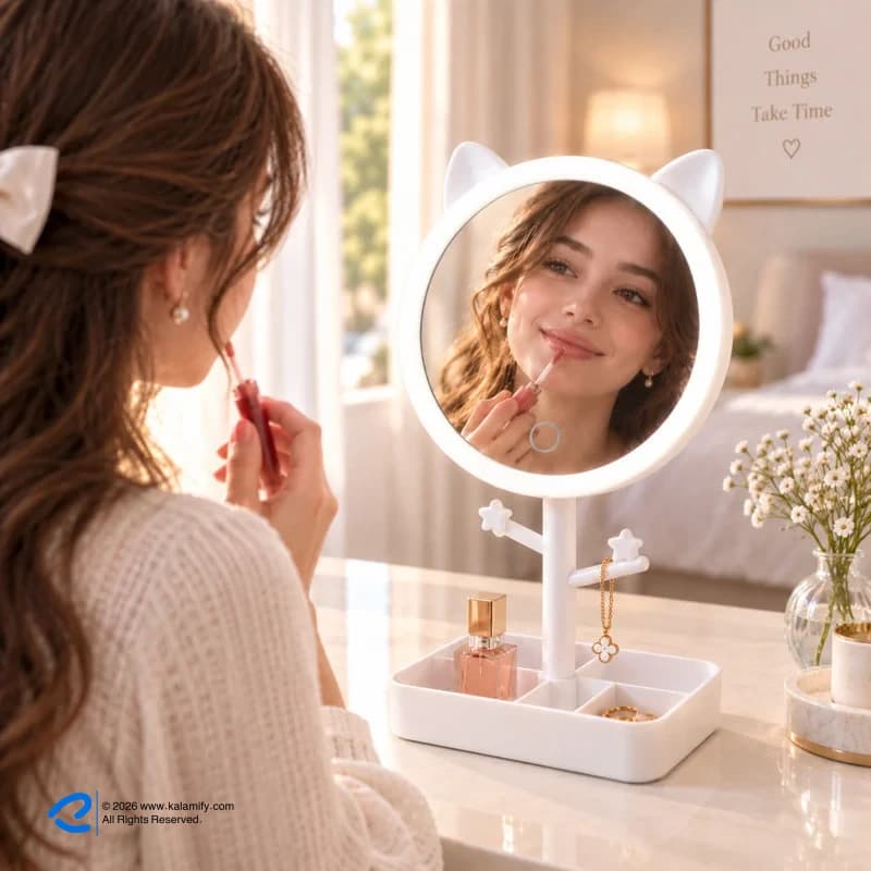 آینه آرایشی رینگ لایت دار مدل 404059استنددار — تصویر ۶