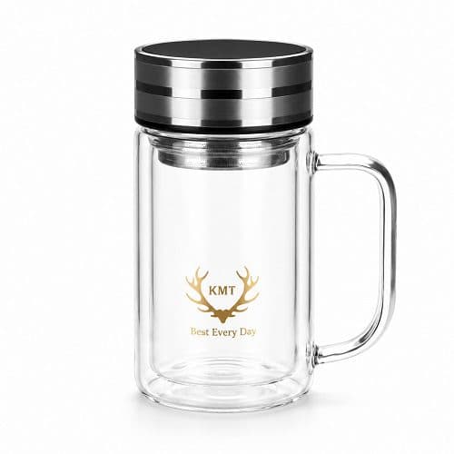 ماگ دوجداره پیرکس KMT مدل Best Every Day با صافی استیل