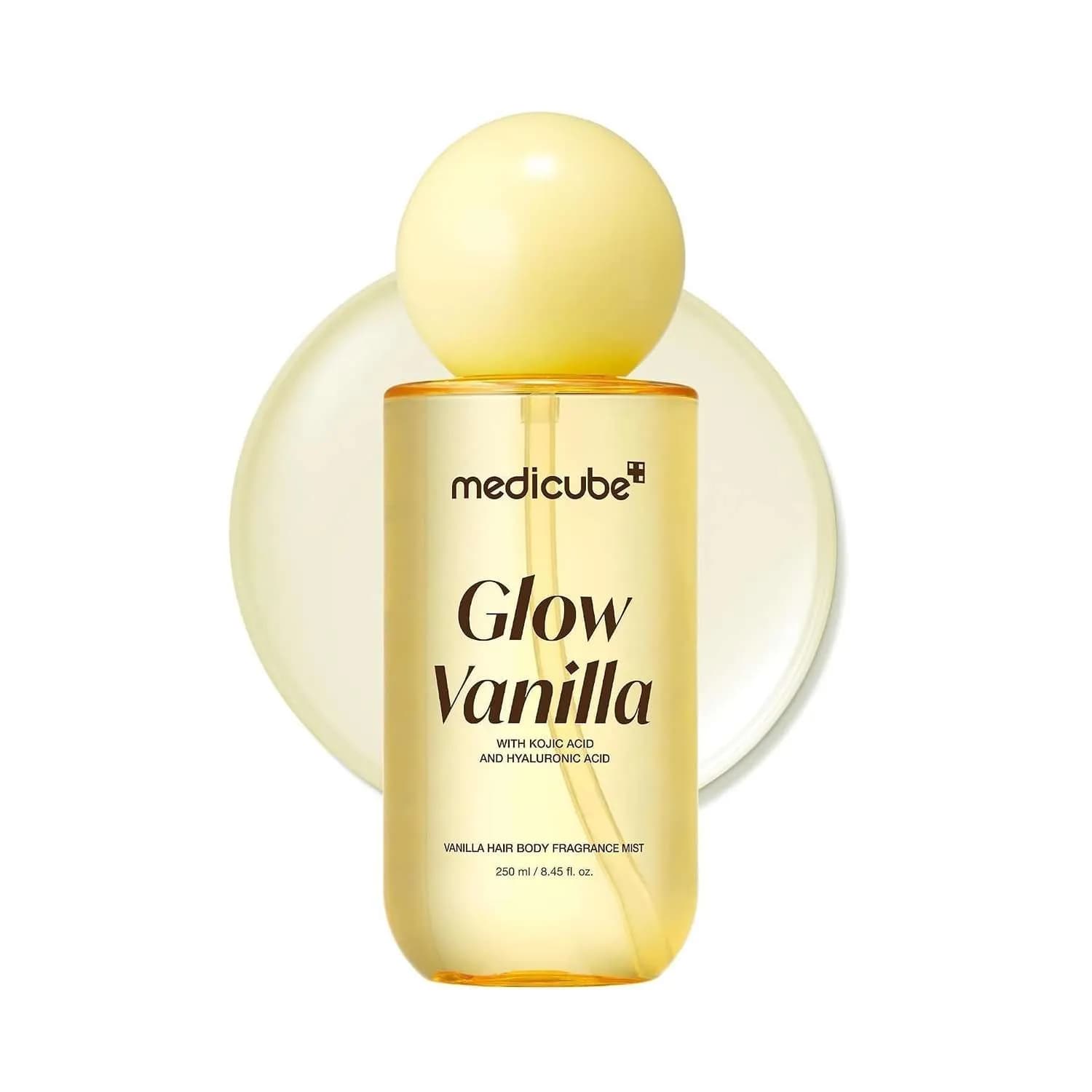 عطر بدن Glow Vanilla 250ml مدی‌کیوب قابل استفاده مستقیم بر روی پوست و مو