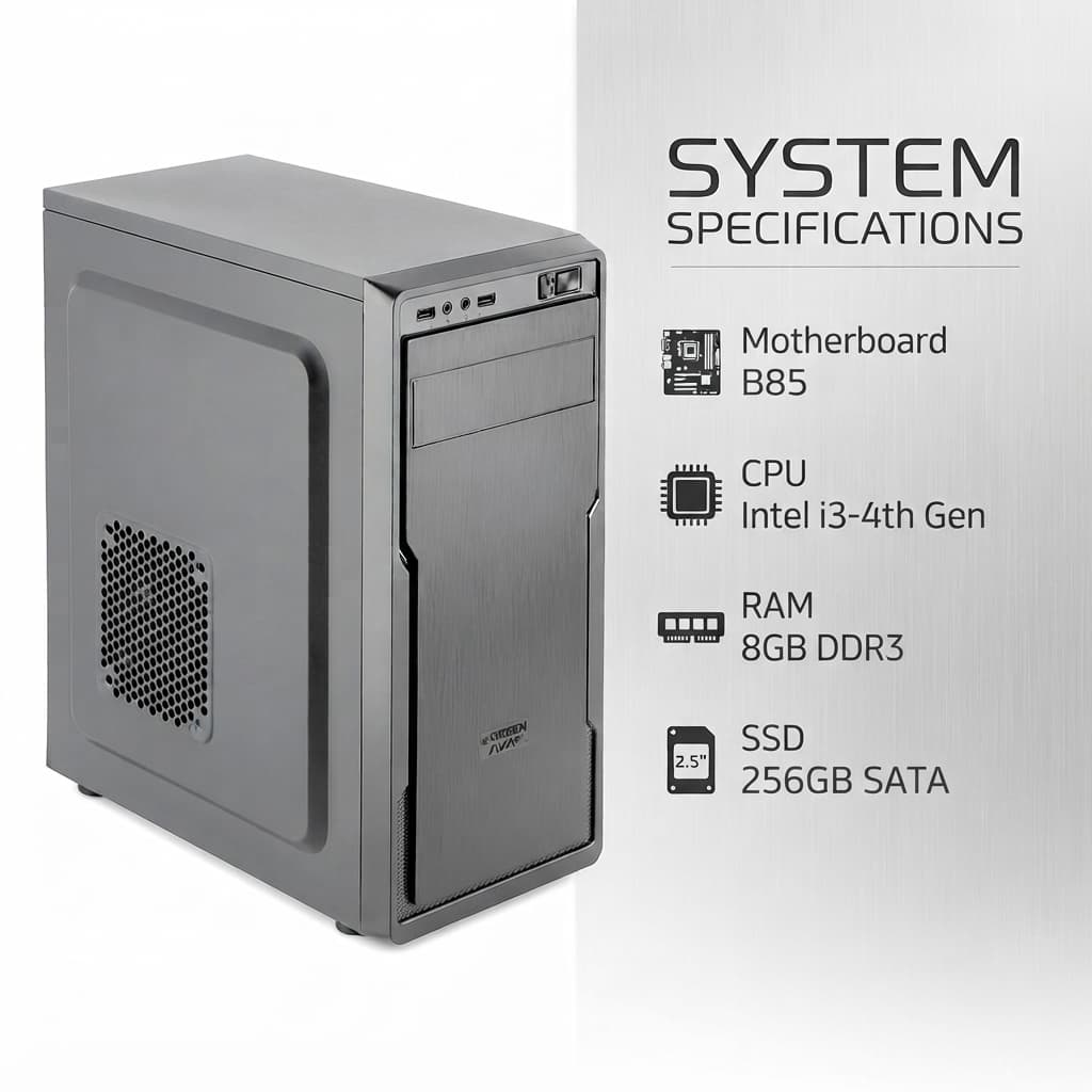 Case GREEN i3-4th/Ram 8GB/SSD 256GB