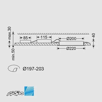 چراغ دانلایت توکار 28 وات مدل هلنا سری optimax مازی نور — تصویر ۵