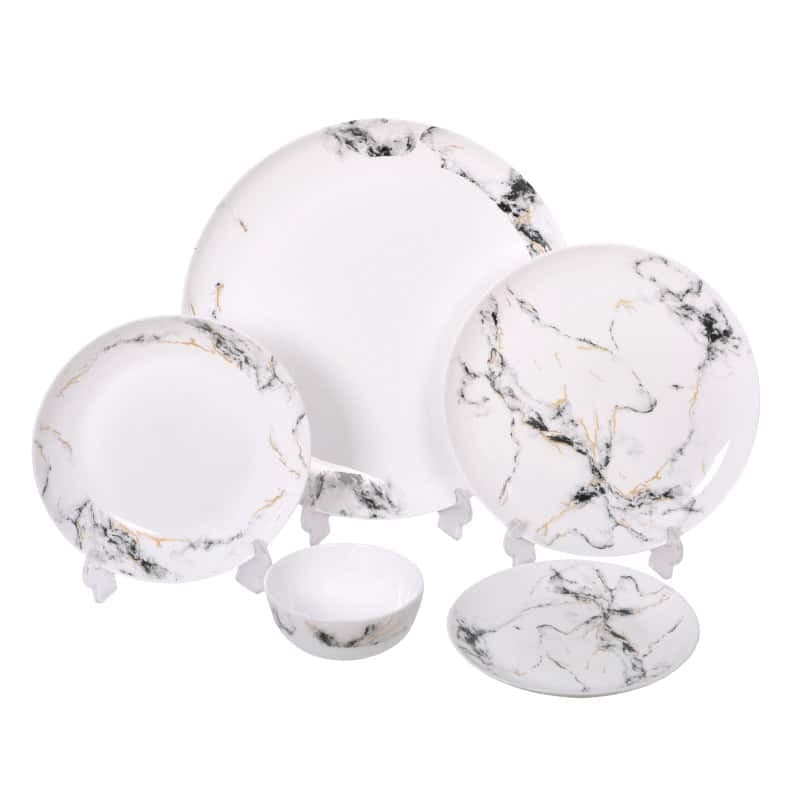 سرویس غذا خوری 26 پارچه مدل ماربل سنگی گلدن اوپال Golden opal — تصویر ۴