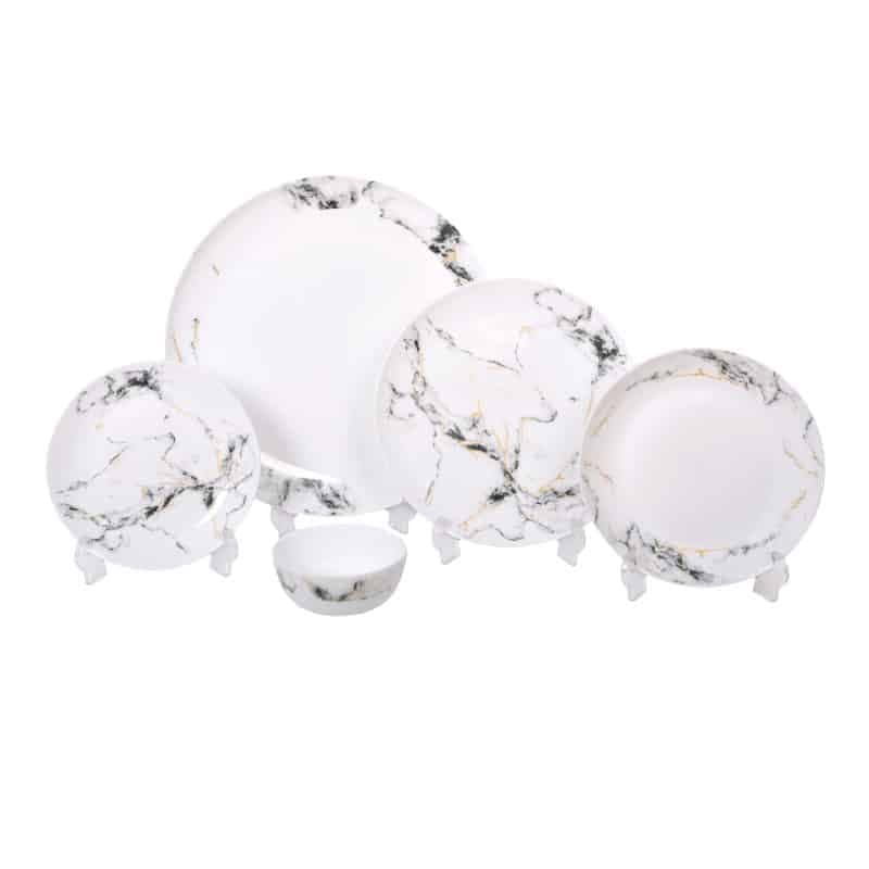 سرویس غذا خوری 26 پارچه مدل ماربل سنگی گلدن اوپال Golden opal