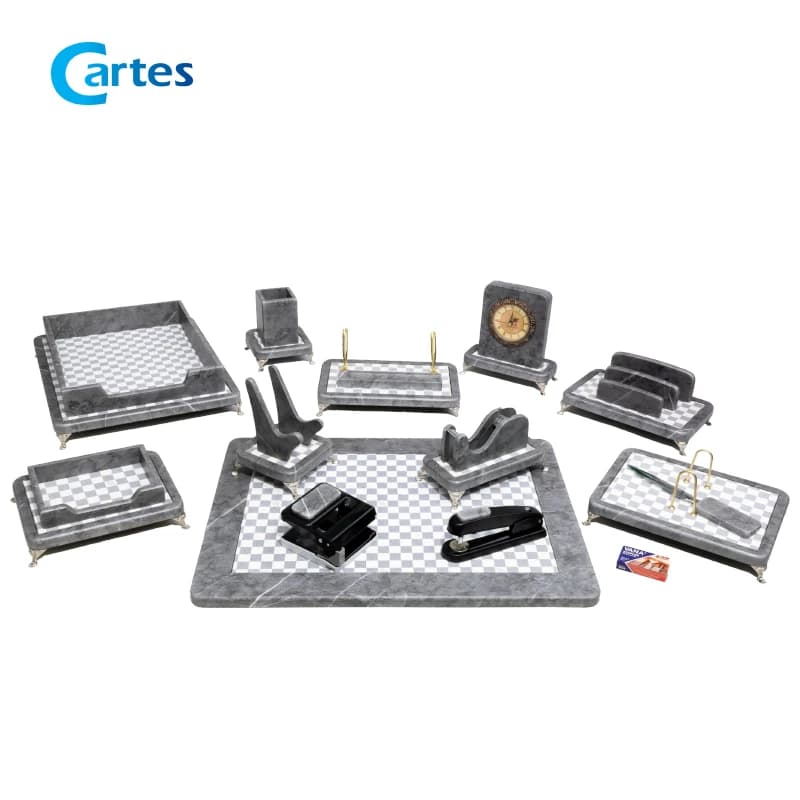 ست رومیزی مدیریتی 14 پارچه چوب و چرم کد 914p — تصویر ۳