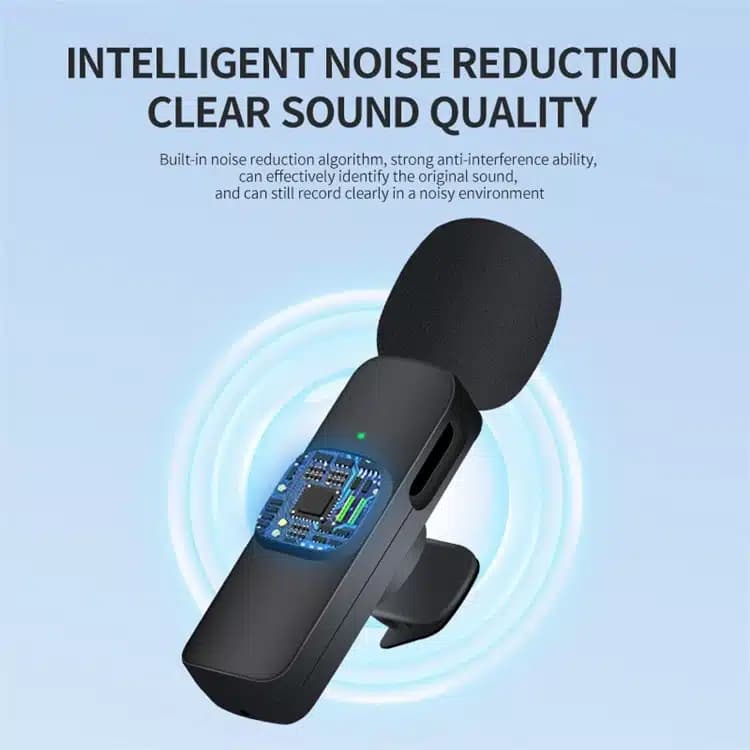 میکروفن یقه‌ای بی‌سیم K9 Dual Type-C دو عددی با کاهش نویز — تصویر ۵