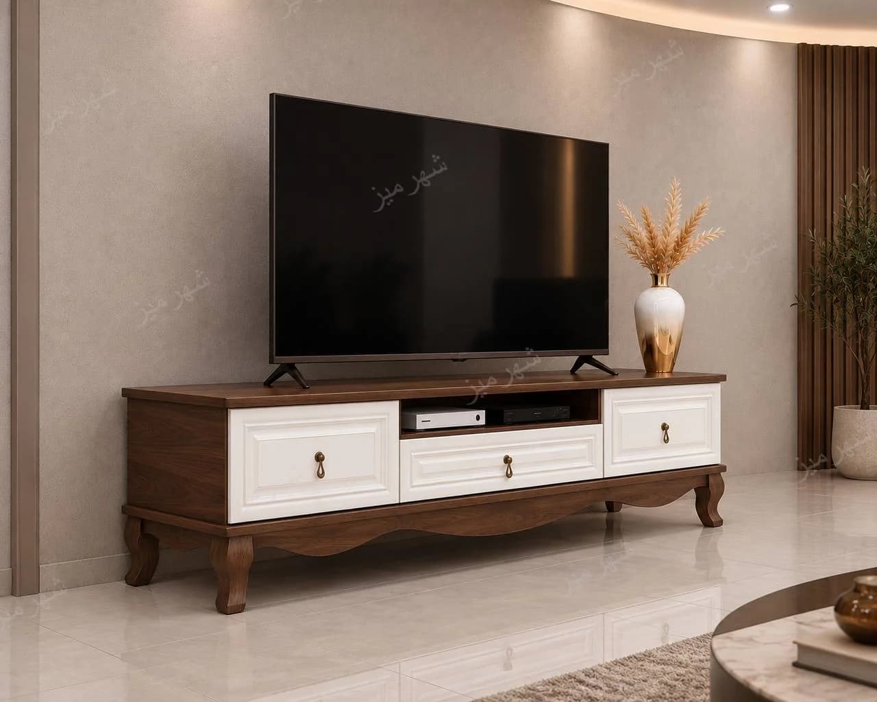 میز تلویزیون مدل 1060 سفید گردویی — تصویر ۴