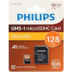 کارت حافظه microSDHC فیلیپس مدل Ultra Pro کلاس 10 U3 سرعت 100MB/sو ظرفیت 128 گیگابایت به همراه آداپتور SD