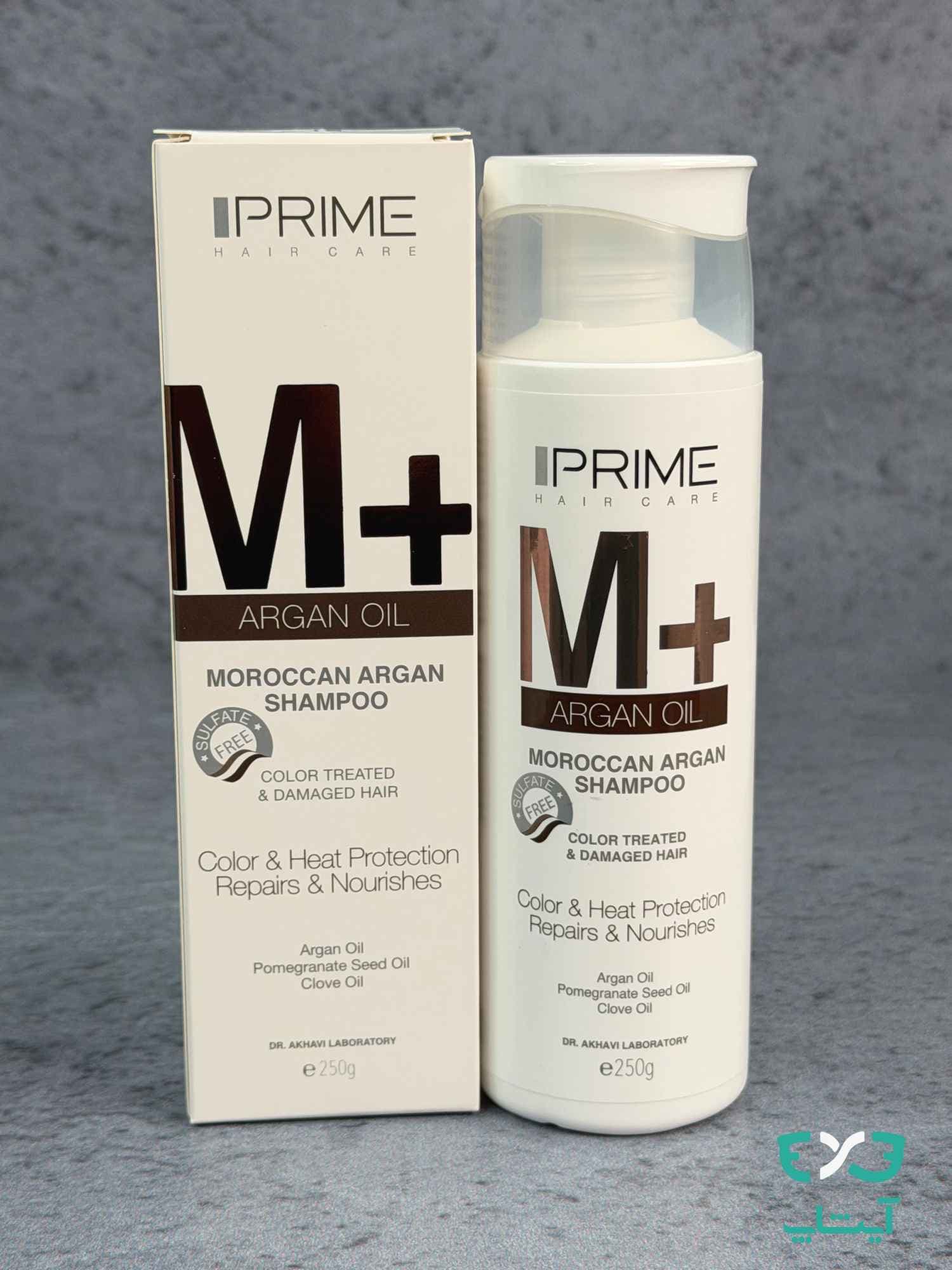 شامپو تقویت کننده مو آرگان +M پرایم PRIME مناسب موهای رنگ شده و آسیب دیده حجم 250g