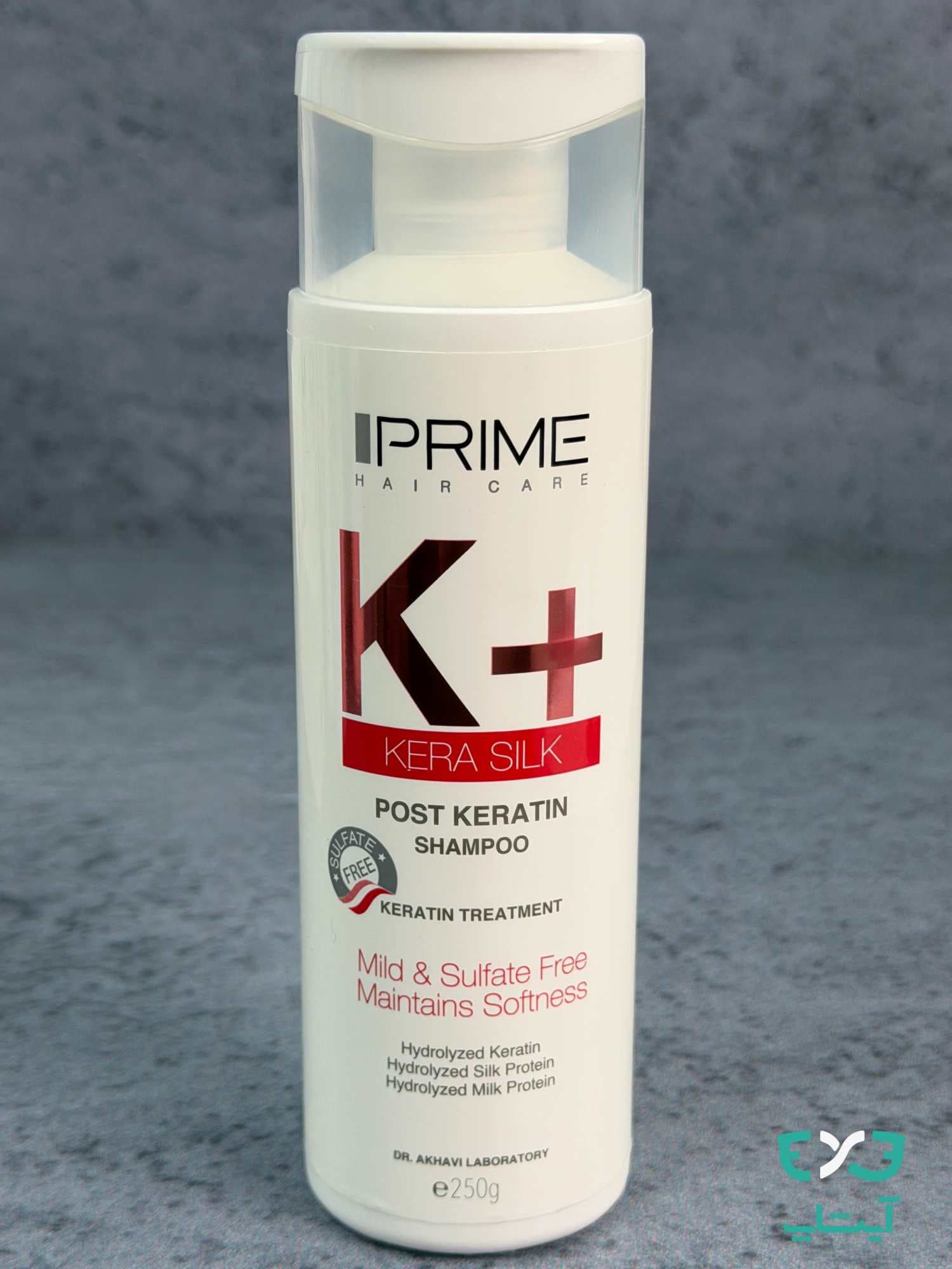 شامپو موهای کراتینه شده +K پرایم PRIME مناسب پس از کراتین حجم 250g — تصویر ۱۲