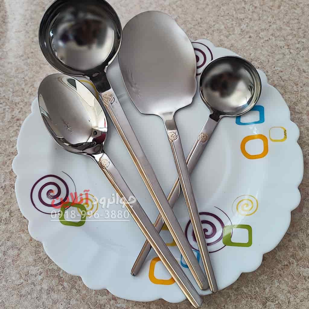 قاشق چنگال یونیک طرح فلاور نیمه طلایی 120 پارچه 24 نفره Unique UN-Flower — تصویر ۹
