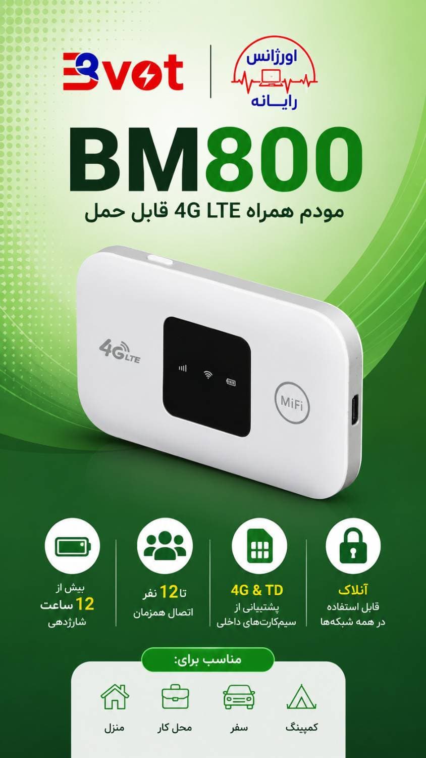 مودم روتر 4G سیم‌کارتی بی وت مدل BM800 — تصویر ۳