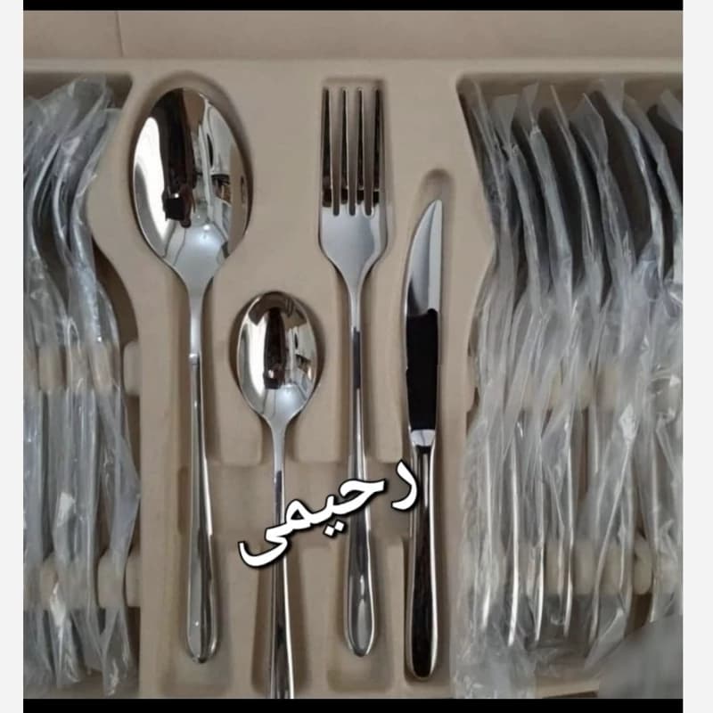سرویس قاشق و چنگال 24نفره 93پارچه مارک یونیک المان تضمینی نقره ای دنا ناخنی (( پس کرایه)) — تصویر ۲