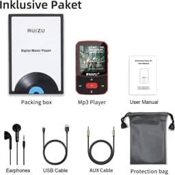 پخش کننده MP3 با حافظه 64 گیگابایت برند روئیزو (RUIZU) Clip MP3-Playerجدید — تصویر ۶