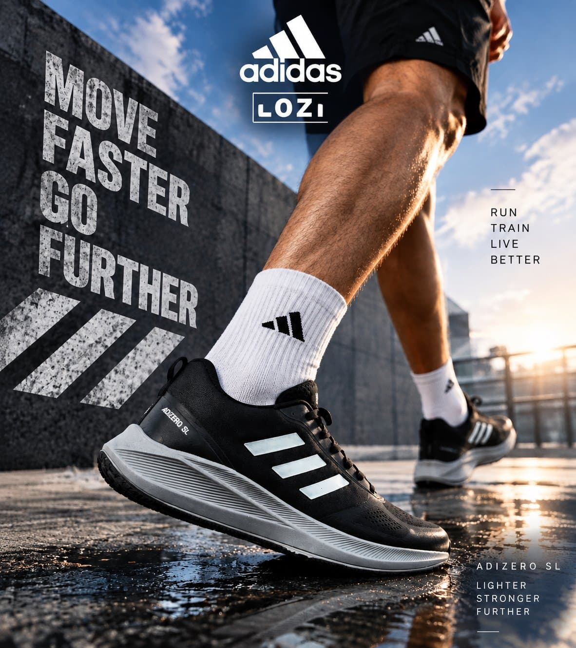کتانی مردانه و زنانه مشکی طوسی آدیداس adizero SL | مدل 7751 — تصویر ۱۱