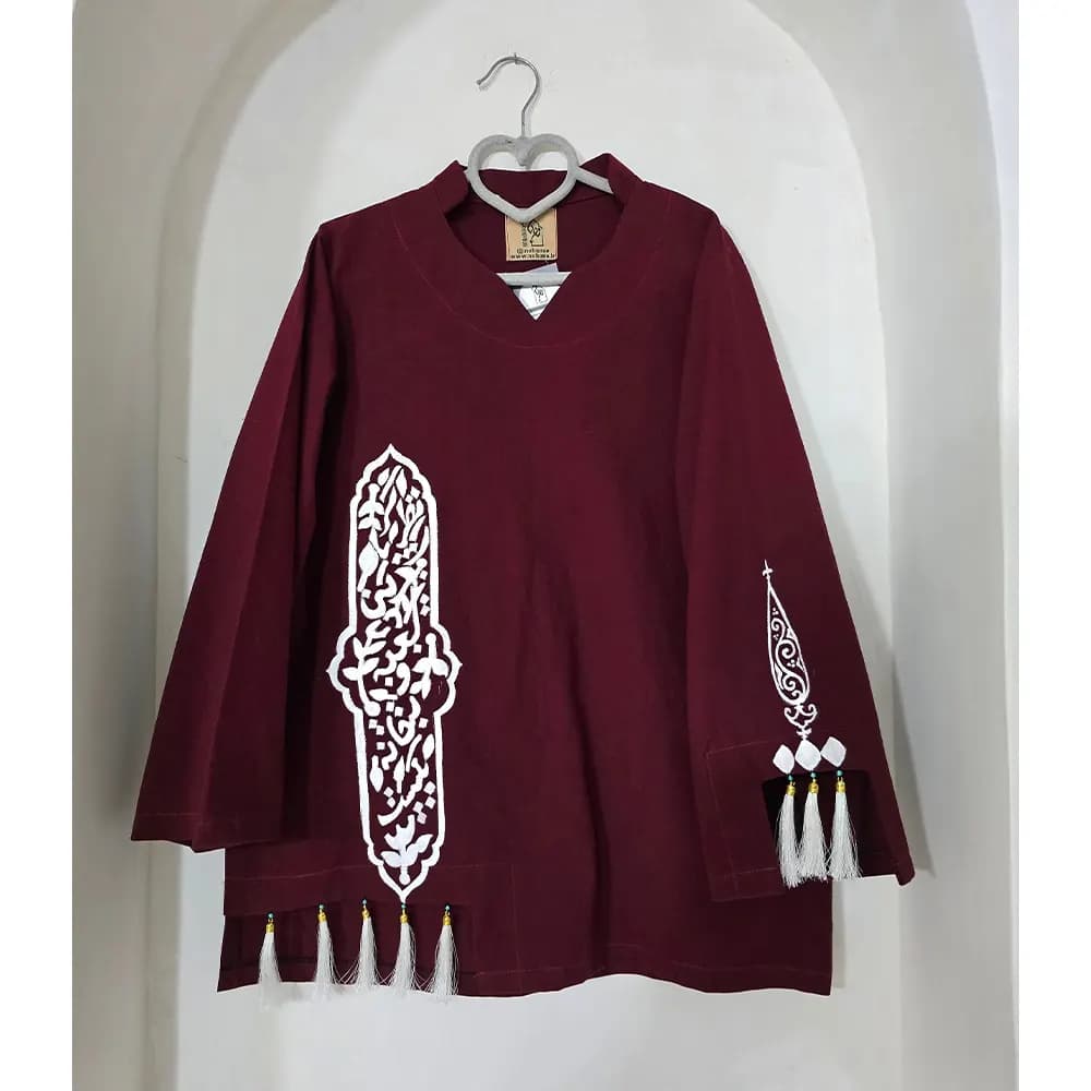 شومیز لینن زنانه طرح کعبه و بتخانه کد 23460 — تصویر ۶