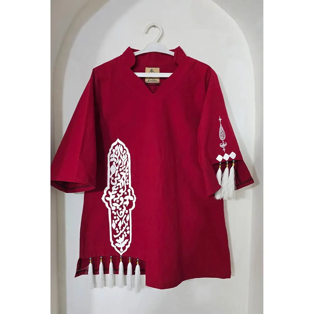 شومیز لینن زنانه طرح کعبه و بتخانه کد 23460 — تصویر ۵