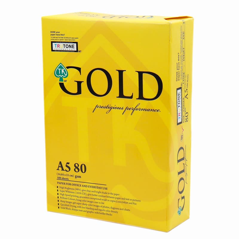 کاغذ GOLD 80g A5 بسته ۵۰۰ عددی