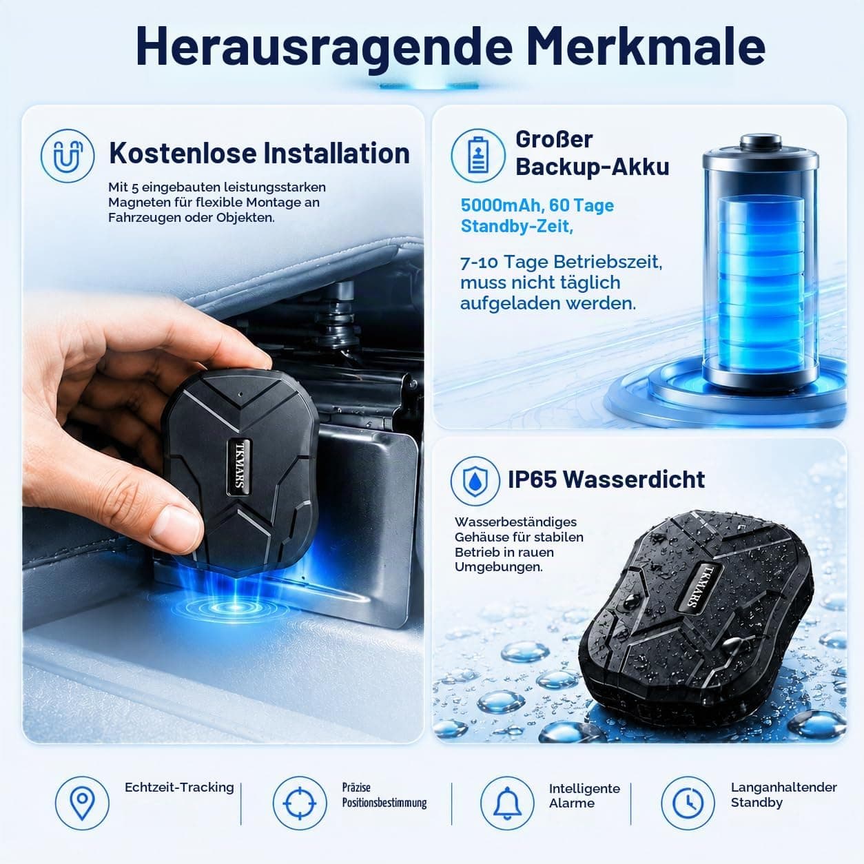 ردیاب GPS خودرو TKMARS TK905 4G | باتری 5000mAh، آهنربایی و ردیابی آنلاین — تصویر ۷