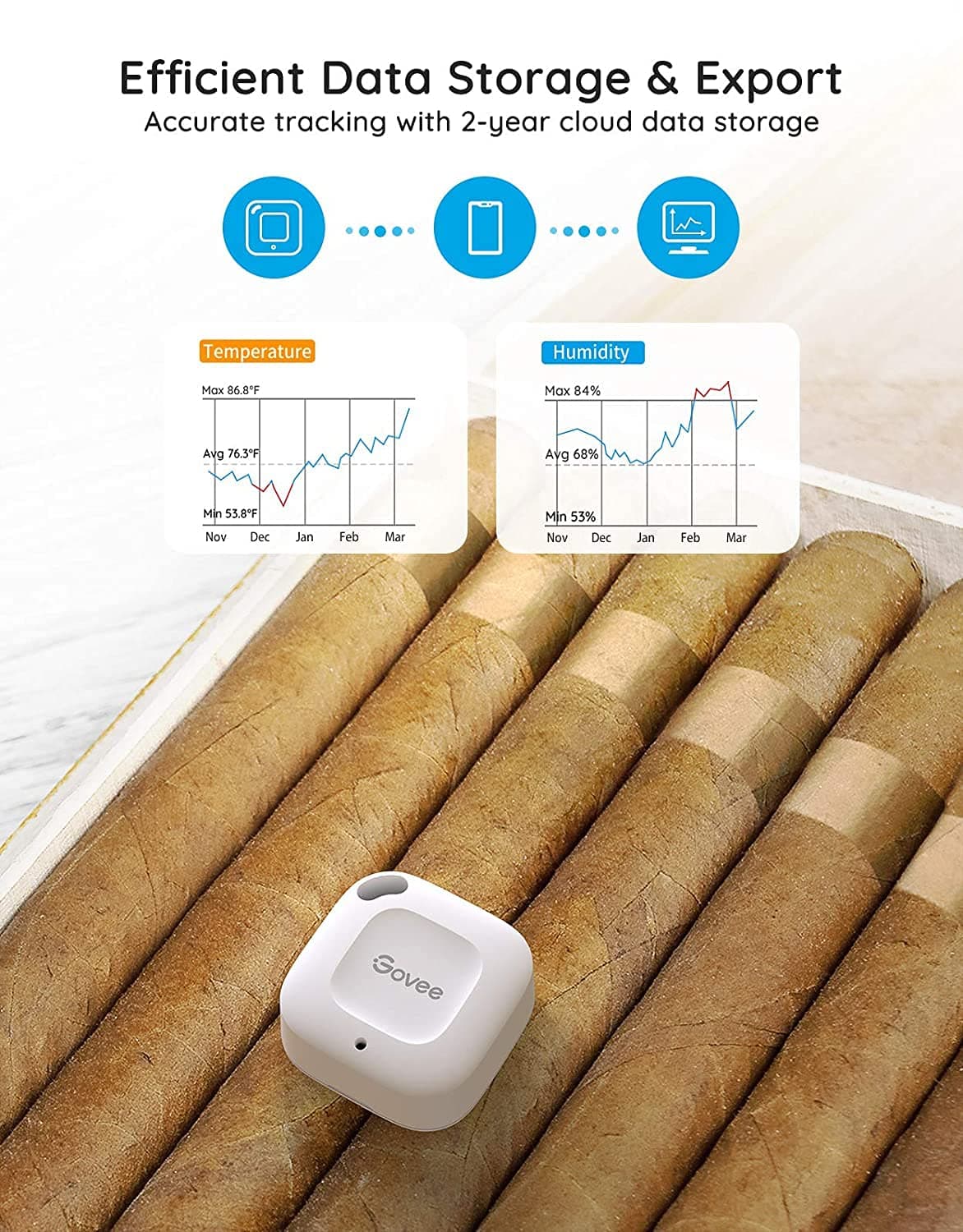 دماسنج و رطوبت‌سنج هوشمند Govee H5074 | سنسور دما و رطوبت بلوتوثی — تصویر ۵