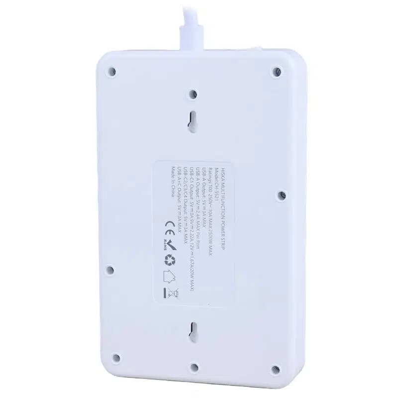 چند راهی 5 خانه هیسکا CH-5521 با کابل 2 متری + شارژر USB و Type-C — تصویر ۷