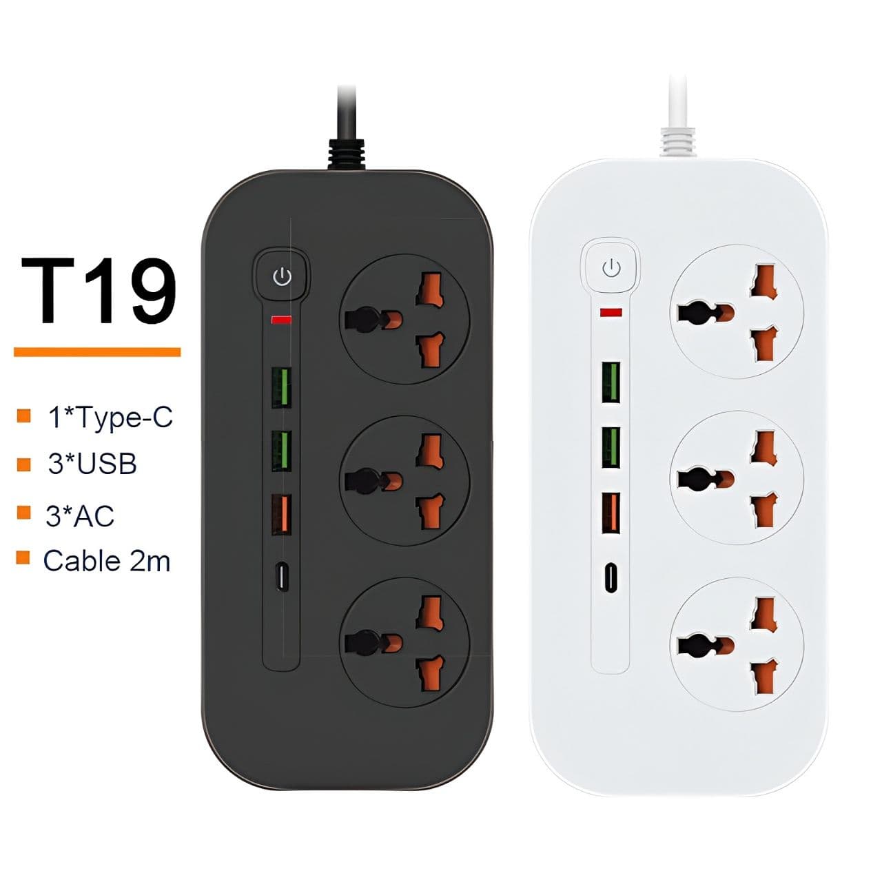سه راهی برق شارژر دار فست شارژ POWER SOCKET T19 — تصویر ۳
