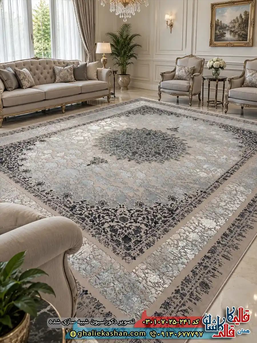 فرش ‌وینتیج ‌700 ‌شانه ‌طرح ‌مانا ‌رنگ ‌قهوه ای موکا کاشان