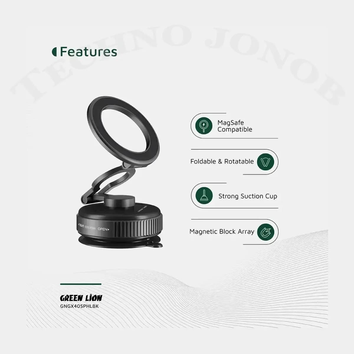 هولدر موبایل ماشین و پایه نگهدارنده گرین لاین مدل Green Lion GX-40 | هولدر مکشی و مگنتی — تصویر ۱۱