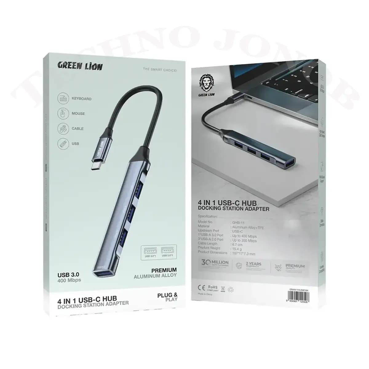 هاب و داک استیشن ۴ کاره تایپ سی گرین لاین Green Lion 4-In-1 USB-C Hub — تصویر ۷