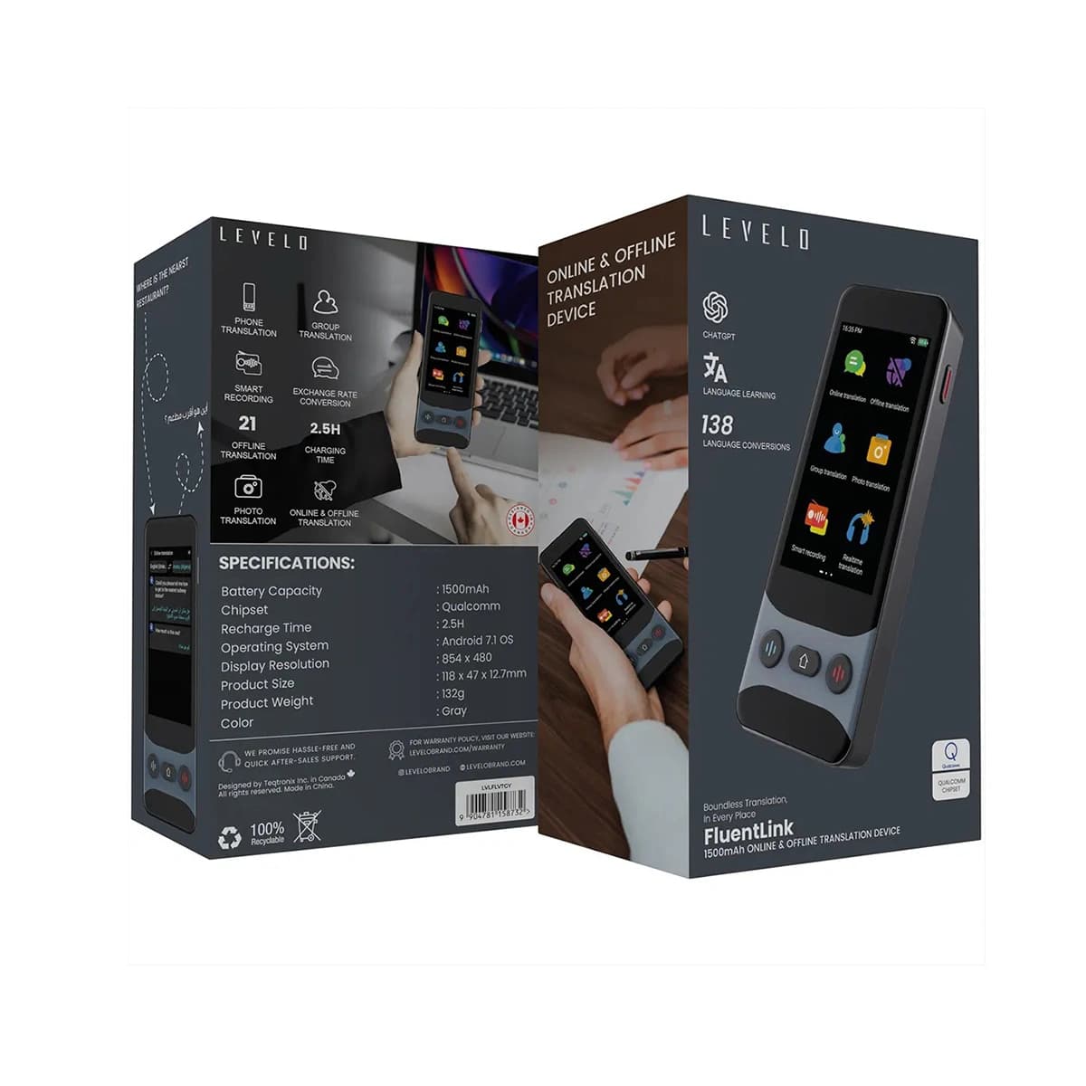 مترجم صوتی آفلاین و آنلاین لولو FluentLink مدل LVLFLVTGY — تصویر ۵