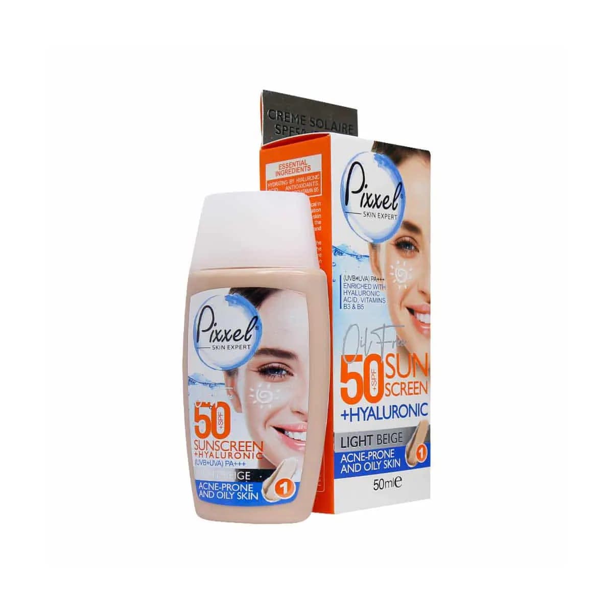 کرم ضد آفتاب SPF50 پیکسل مناسب پوست چرب و جوش دار بژ روشن 50 میلی لیتر