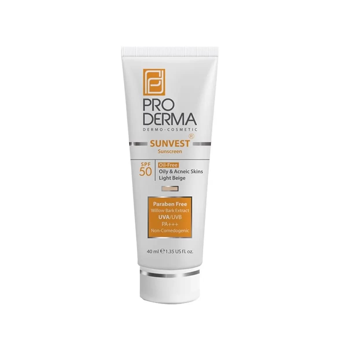 کرم ضد آفتاب فاقد چربی SPF50 پرودرما برای پوست های چرب و جوش دار بژ روشن