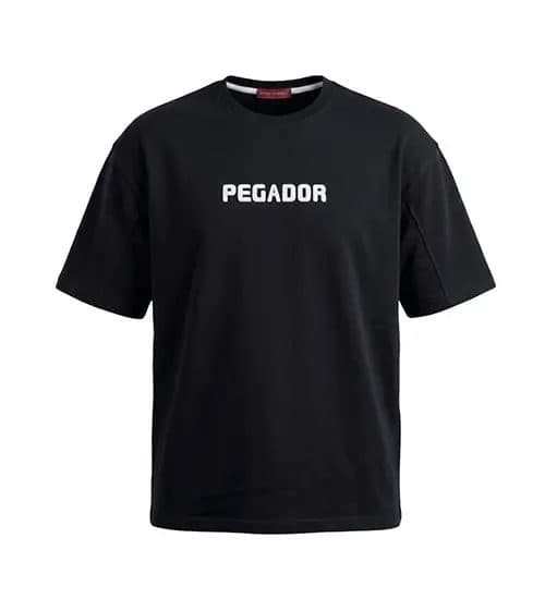 تیشرت یقه گرد مردانه باکسی طرح دار دورس پنبه مشکی Pegador مدل 50117