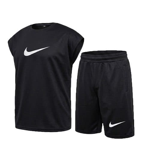 ست وست و شلوارک مردانه باکسی طرح دار اسپان مشکی Nike مدل 50426