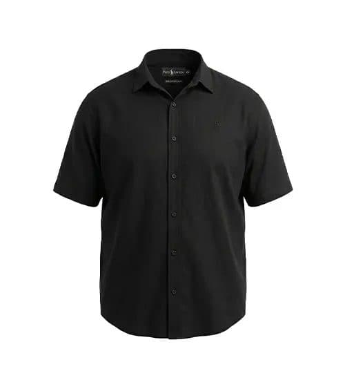 پیراهن آستین کوتاه مردانه نرمال ساده نخ پنبه مشکی Polo مدل 50473