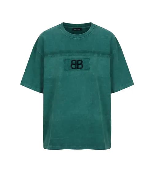 تیشرت یقه گرد مردانه باکسی طرح دار مچینست سبز Balenciaga مدل 50944 — تصویر ۳