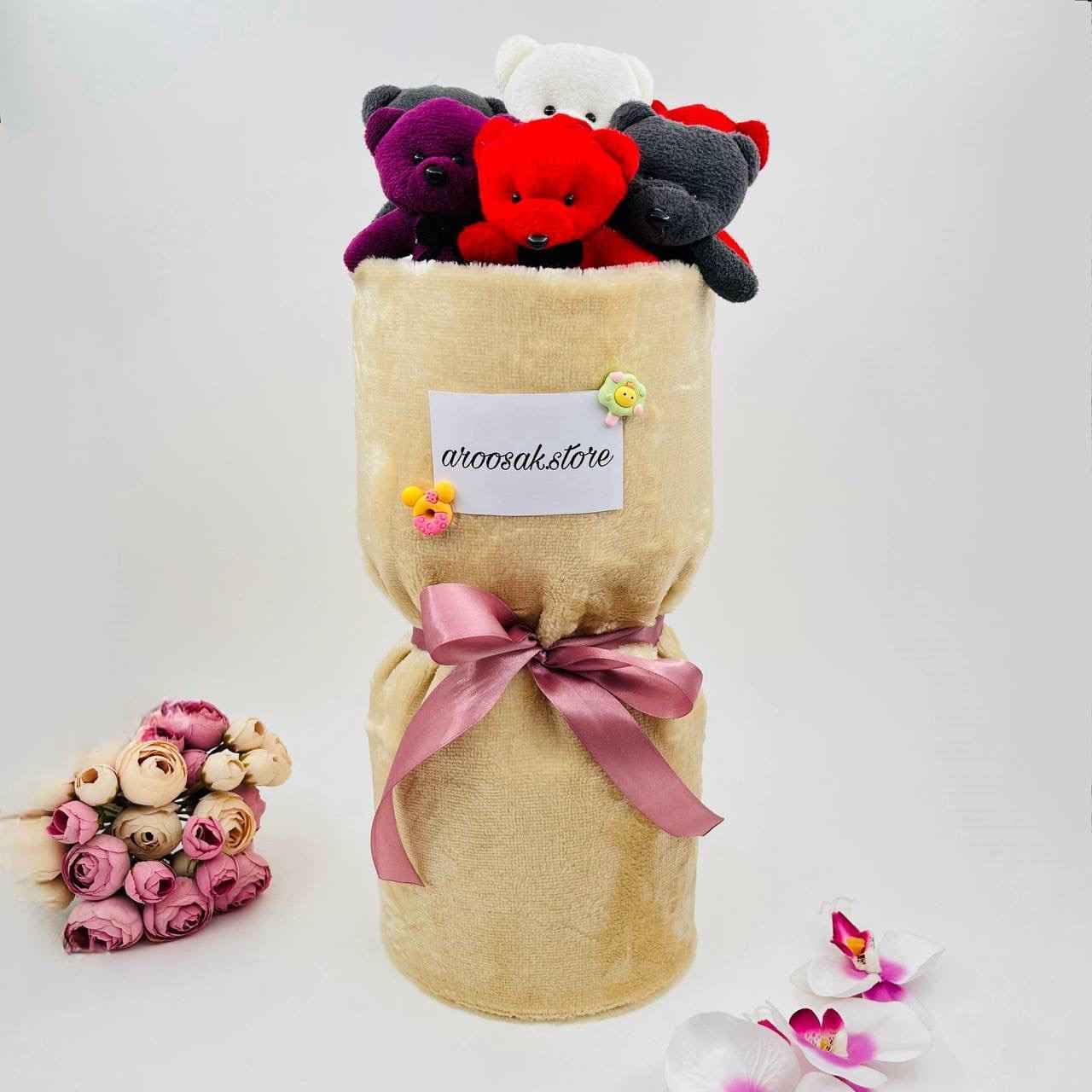 بوکت عروسکی خرس ۴ رنگ قلب دار کد 852