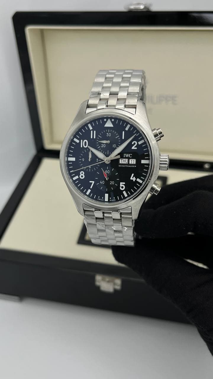 ساعت مچی مردانه ای دبیلو سی(IWC) بند استیل صفحه ی مشکی