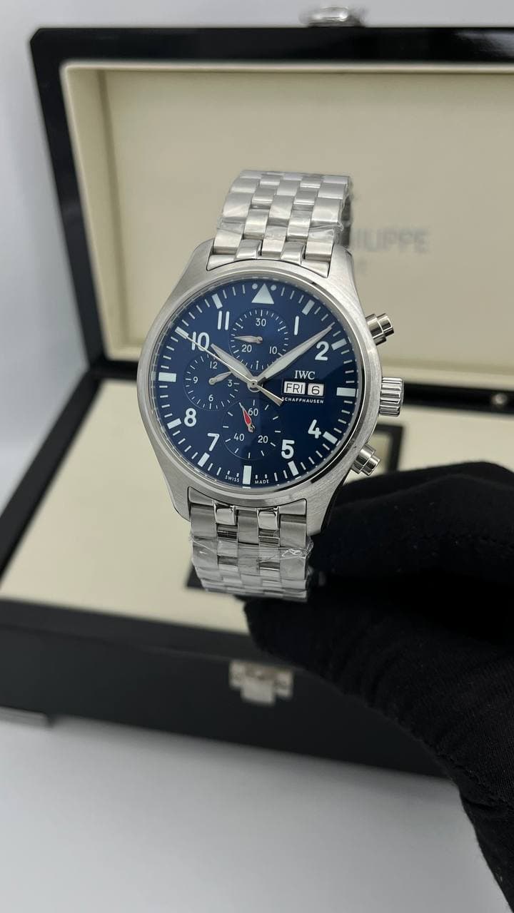 ساعت مچی مردانه ای دبیلو سی(IWC) بند استیل صفحه سرمه ای