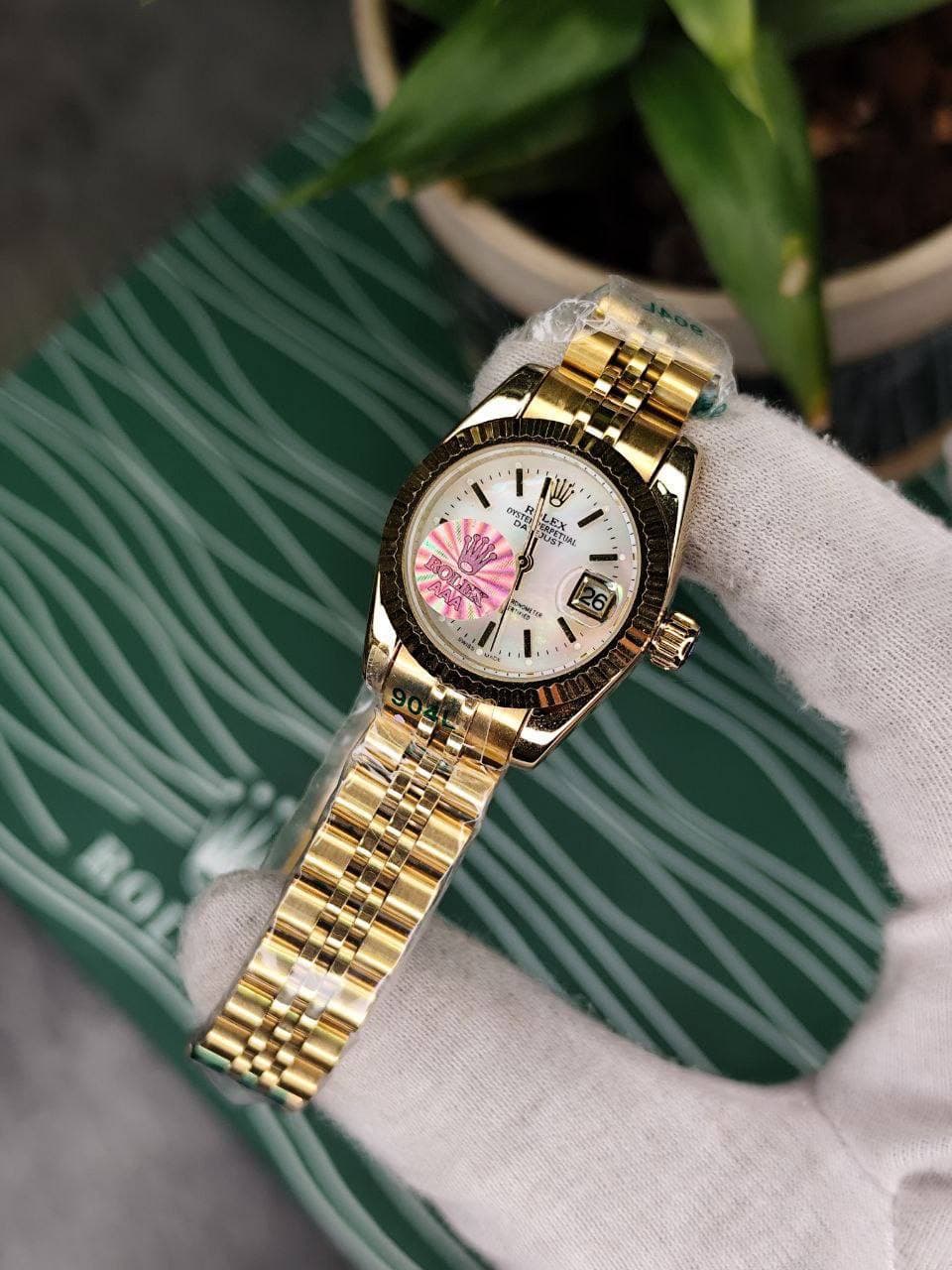 ساعت مچی زنانه رولکس دیجاست ROLEX DATEJUSY صفحه سفید بند طلایی
